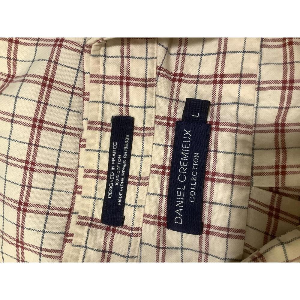 Daniel Cremieux Tan Red Plaid Cotton Long Sleeve Button Up Dress Shirt Large - Picture 4 of 4